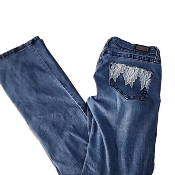 Wired Heart Jeans low rise boot cut embroidered Denim Women's 27 - Picture 2 of 7